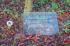 900614 Afbeelding van de plaquette ter herinnering aan de gefusilleerden tijdens de Tweede Wereldoorlog op het terrein ...